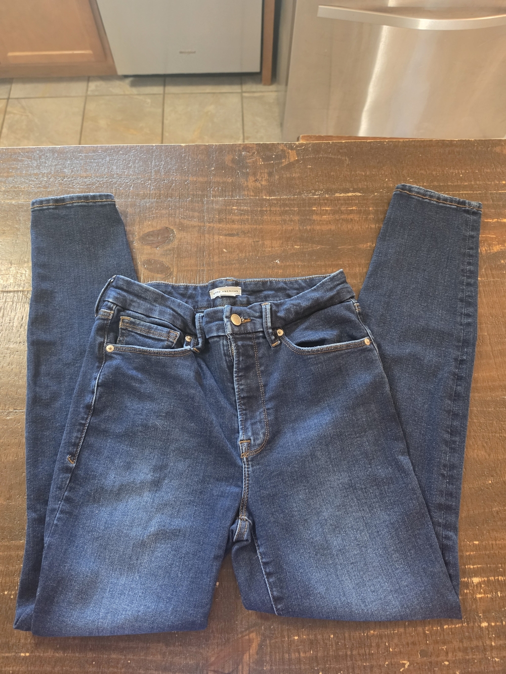 Good American Dark Blue High-Rise Skinny Jeans Size 6-12 - Picture 4 of 6